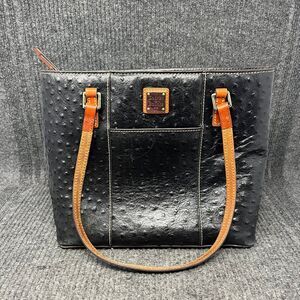 Dooney & Bourke Lexington Small Tote Shoulder Black Leather Ostrich Embossed